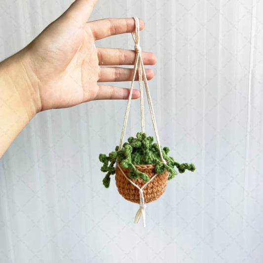Crochet Car Plant Hanging Basket, Cute Car Decor for Women