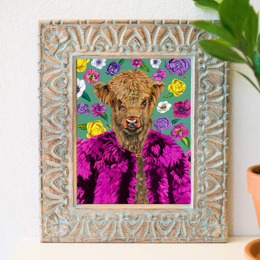 8" x 10" Fancy highland cow print