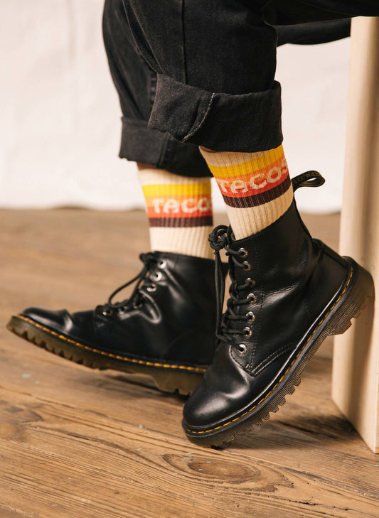 Taco Van Striped Western Comfy Crew Socks