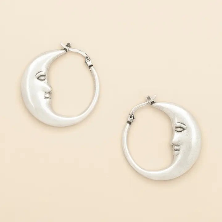 Refined Moon Hoop - Silver