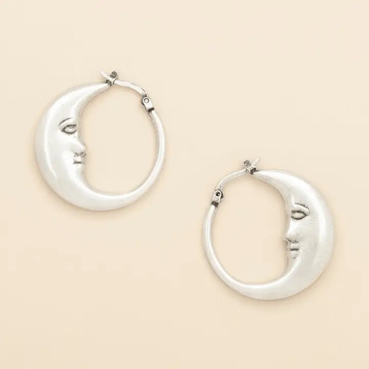 Refined Moon Hoop - Silver