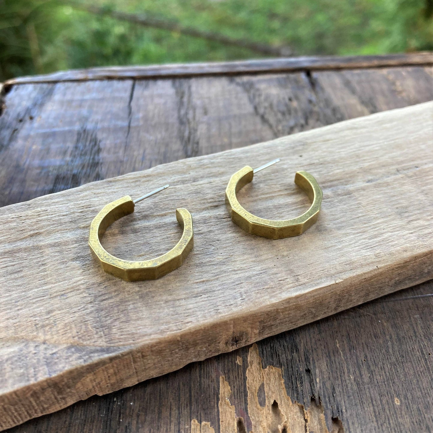Brass Polygon Hoop Earrings