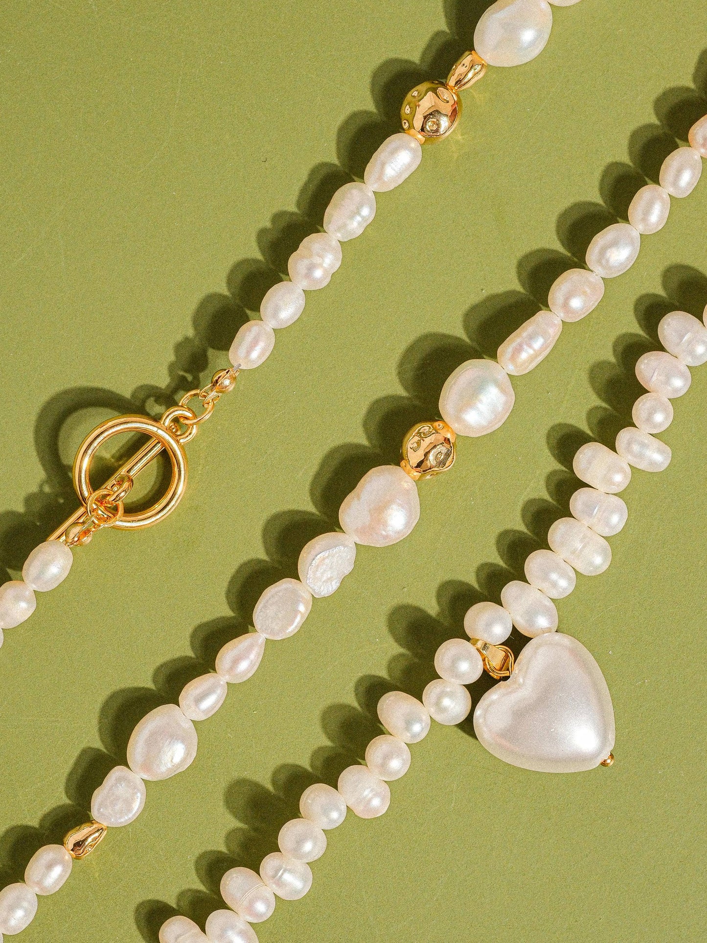 Agape 18K Gold- Natural Pearl Heart Choker