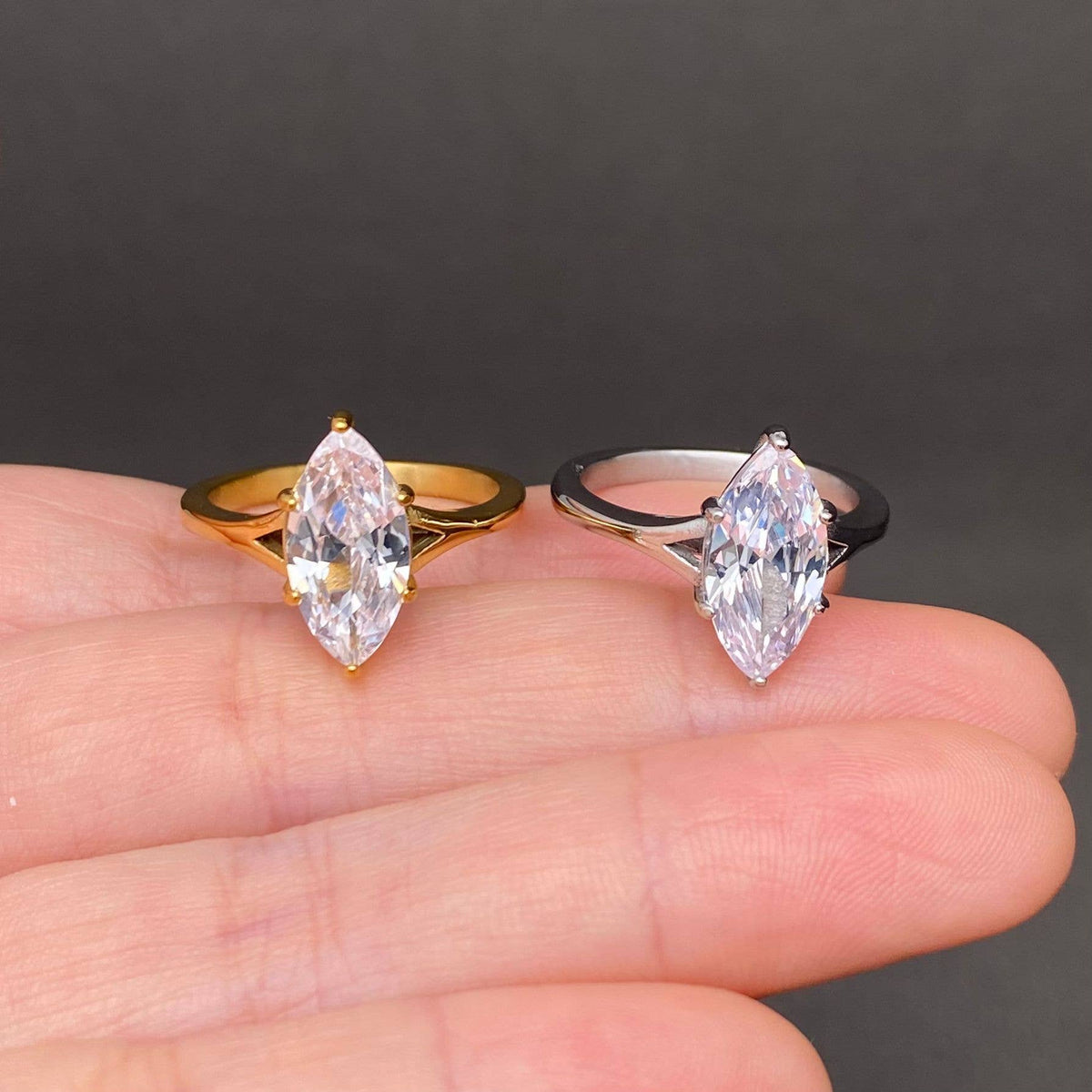 Marquise Zircon Ring | 18K Gold Plated Stainless Steel