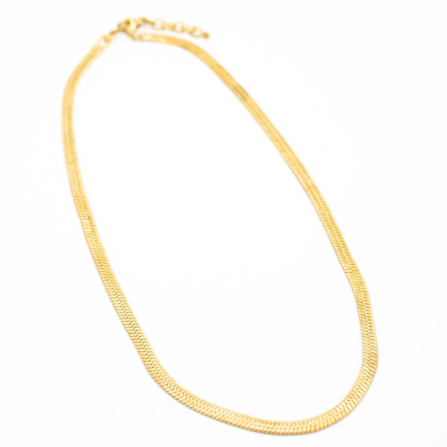Brass Herringbone Chain Necklace - Anti Tarnish