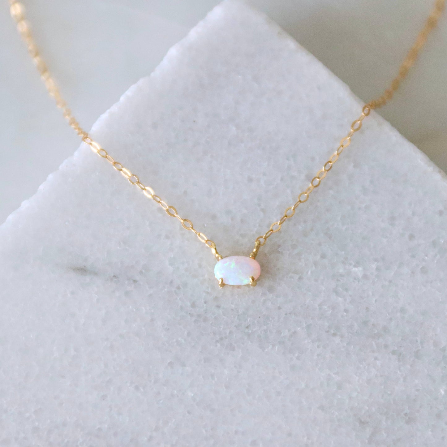 Mini Oval Opal Necklace