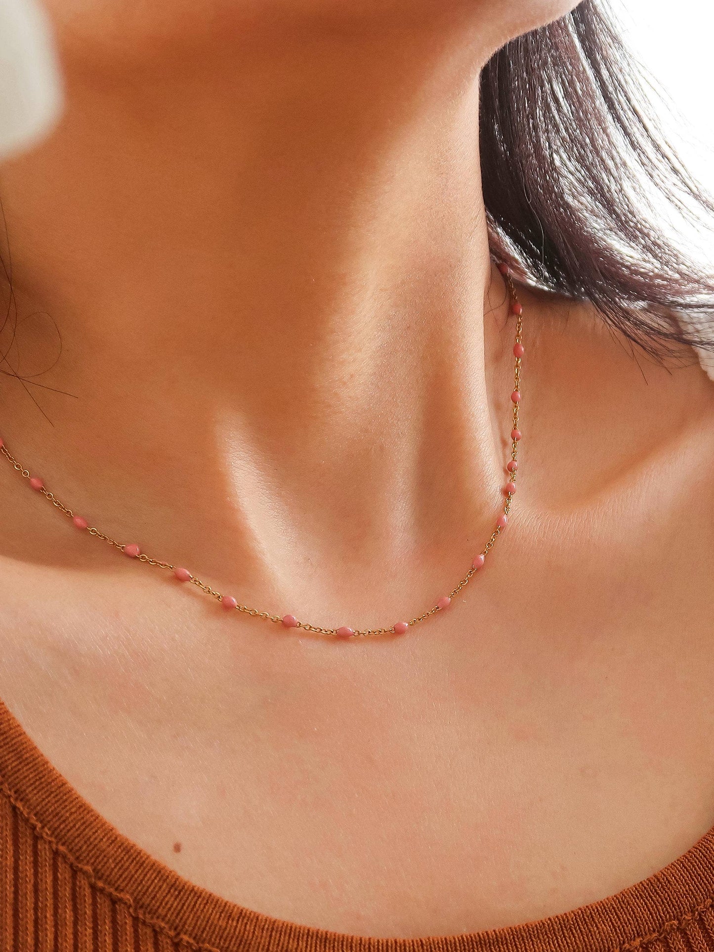 Soleil 18K Gold Non-Tarnish Beaded Petite Chain Necklace