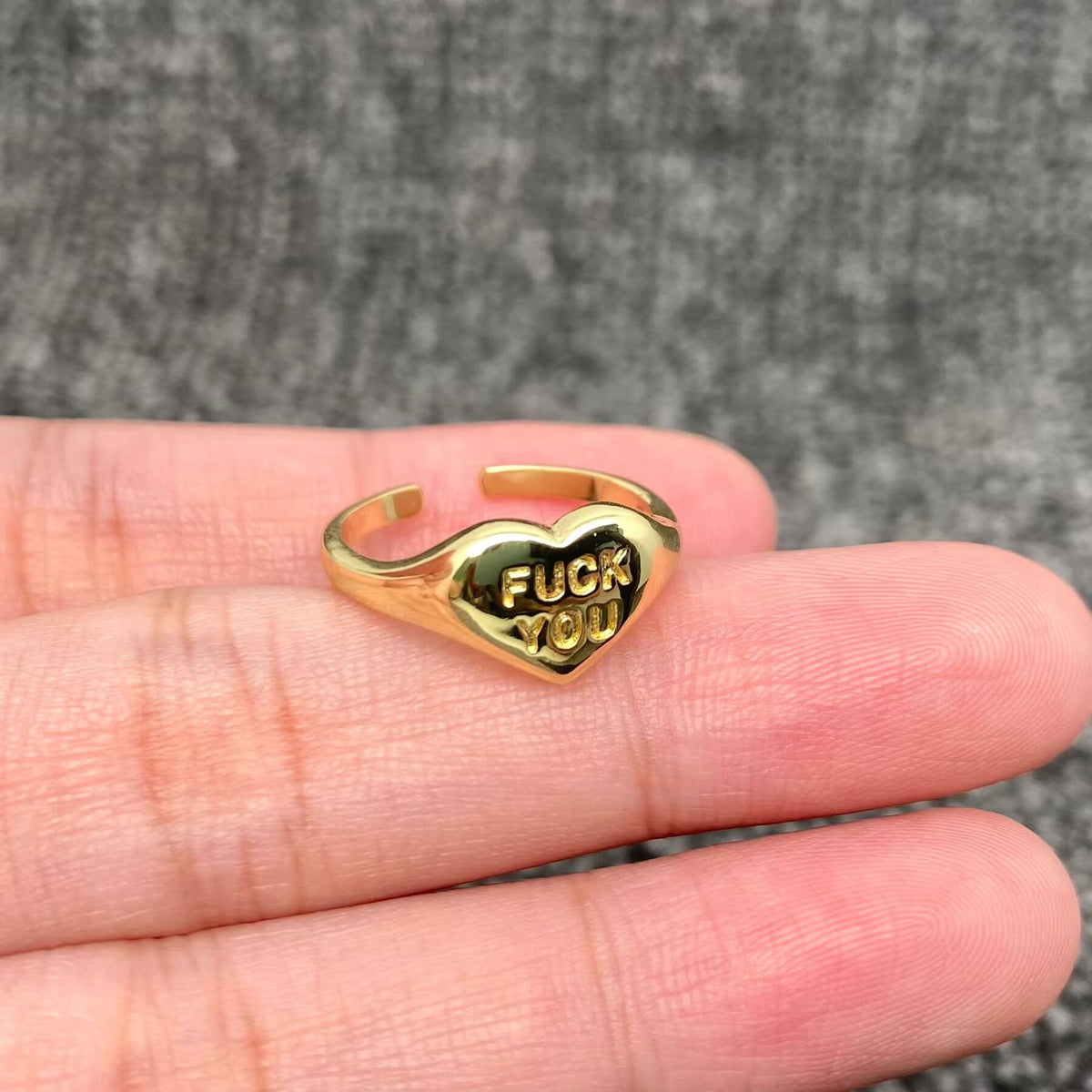"F*ck You" Heart Ring | 18K Gold Plated, Adjustable