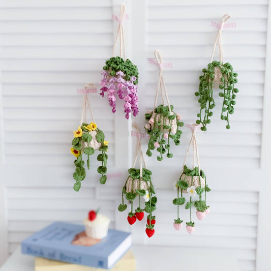 Crochet Car Plant Hanging, Cute Plant Crochet Decoration Car