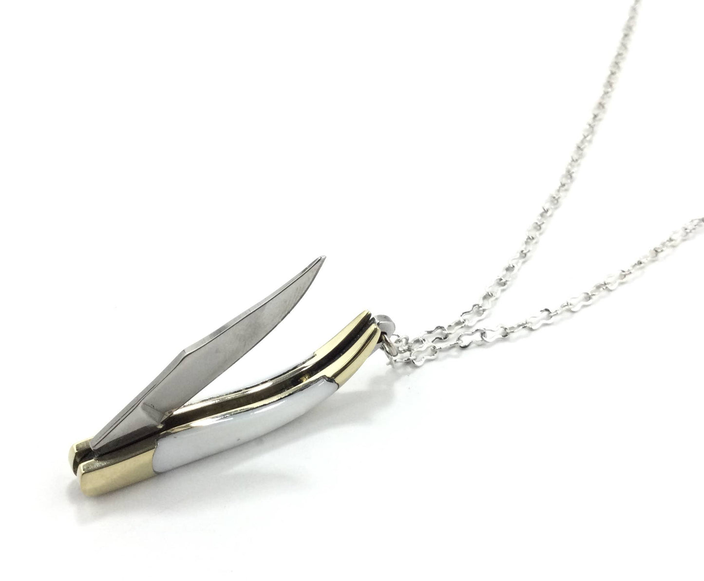 Pearl-Handled Folding Knife Necklace