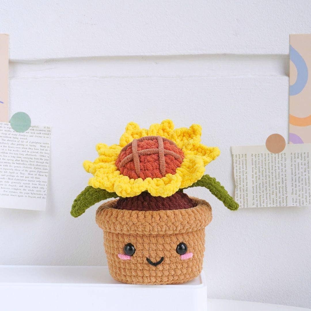 Blossom Harmony Crochet, Pink Lily, Sunflower, Camellia Pot