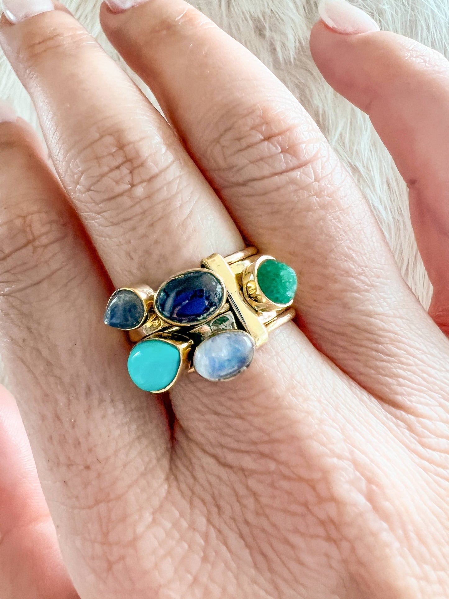 Five Stone Brass Stack Ring