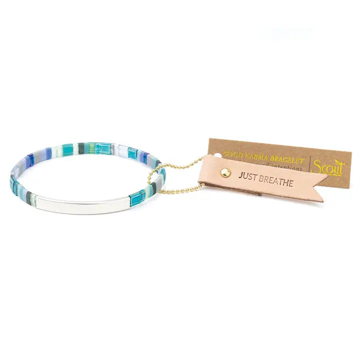 Good Karma Miyuki Bracelet - Just Breathe Turquoise/ Green/Silver