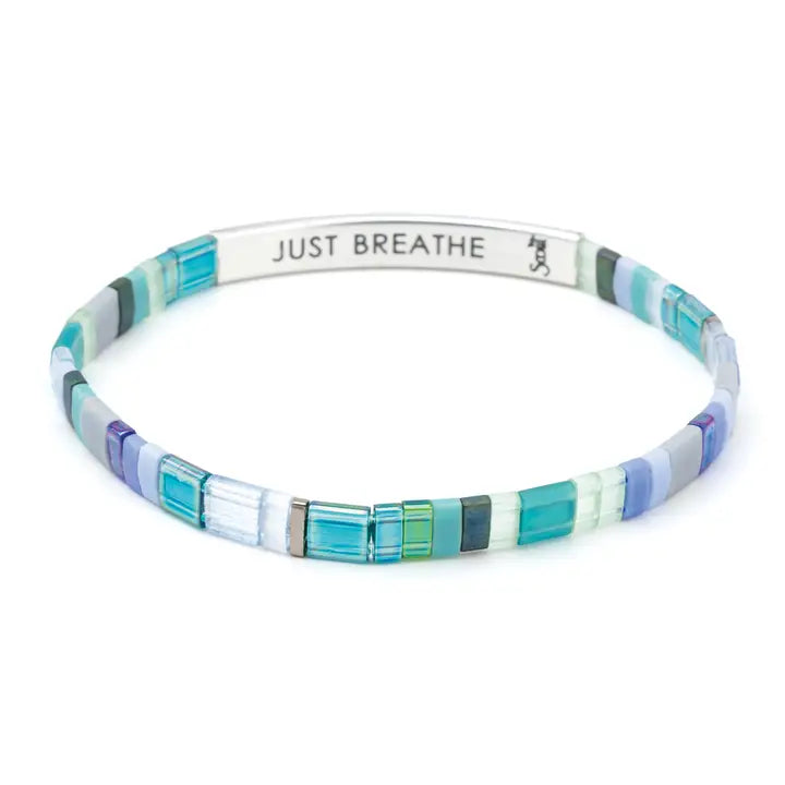 Good Karma Miyuki Bracelet - Just Breathe Turquoise/ Green/Silver