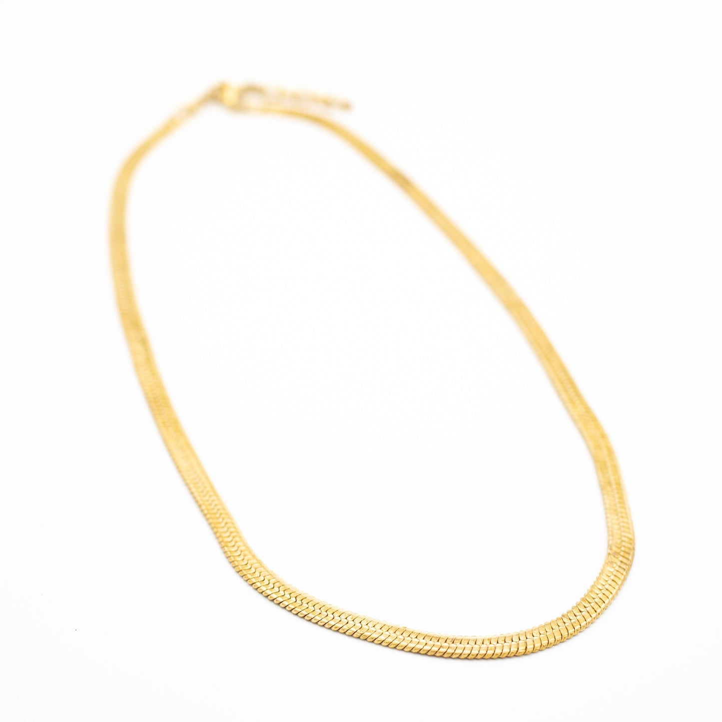 Brass Herringbone Chain Necklace - Anti Tarnish