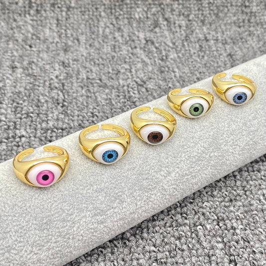 Resin Evil Eyes Gold Plated Ring
