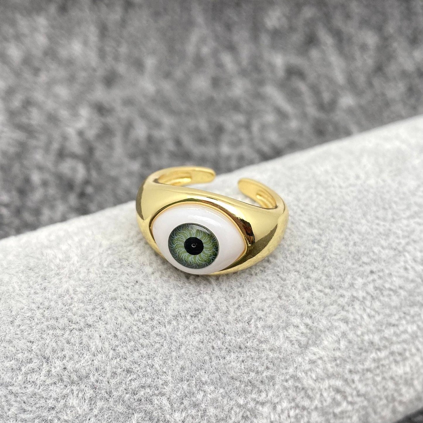 Resin Evil Eyes Gold Plated Ring