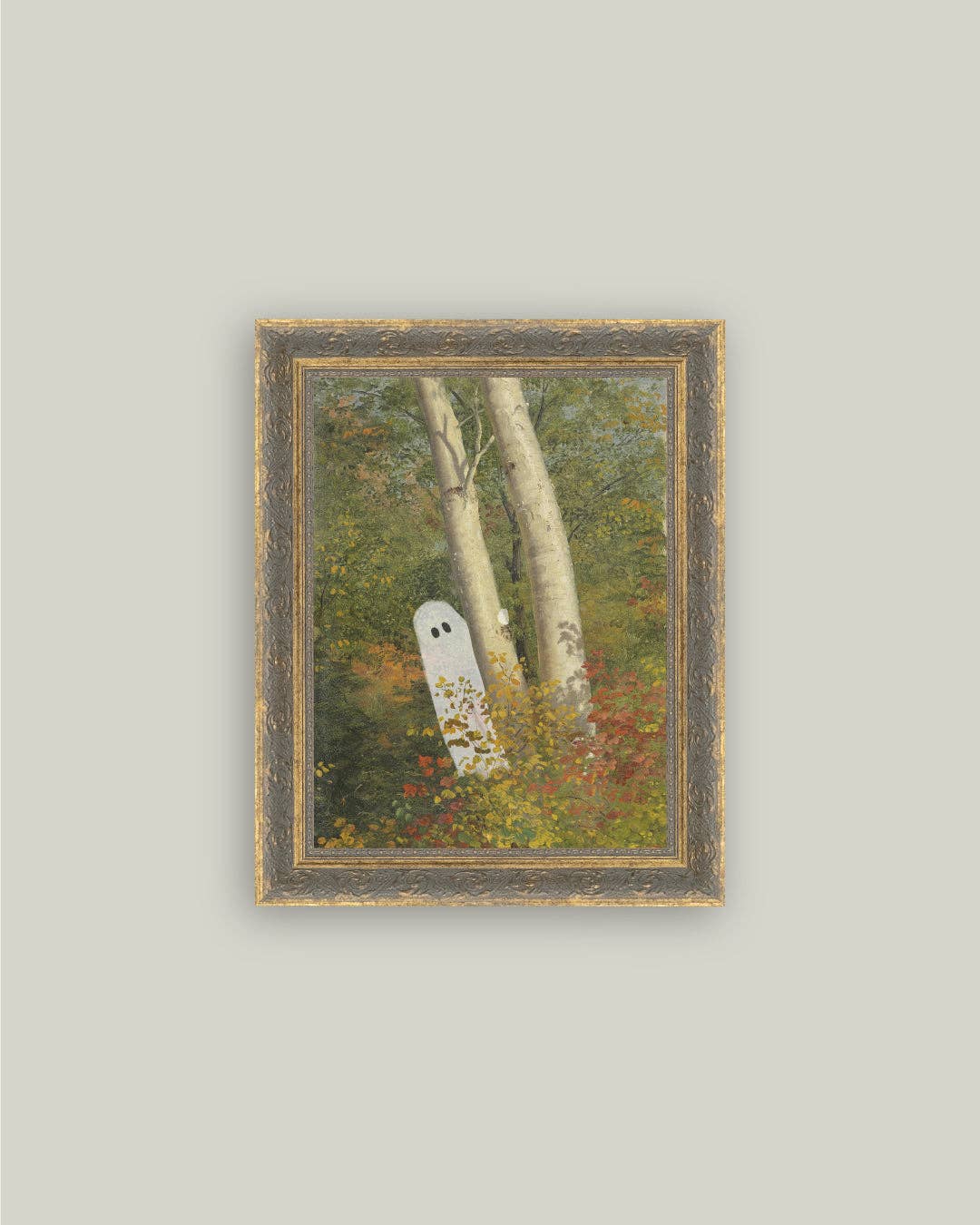 Autumn Woods Ghost Framed Antique Art