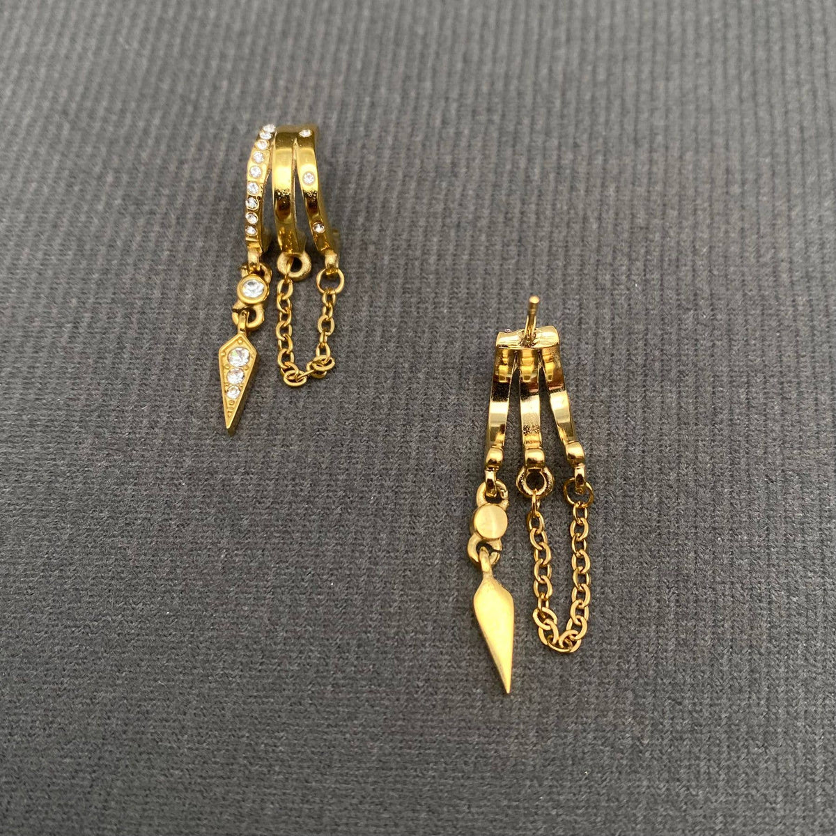 Zircon Fringe 18K Gold Plated S.Steel Stud Earrings - FGS