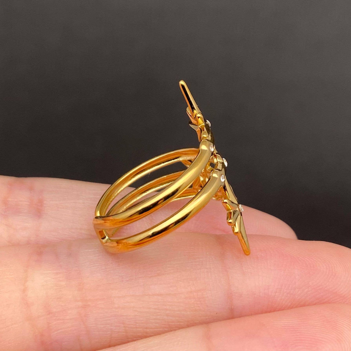 Two Tone Stars 18K Gold Plated S.Steel Ring - FGS/MS