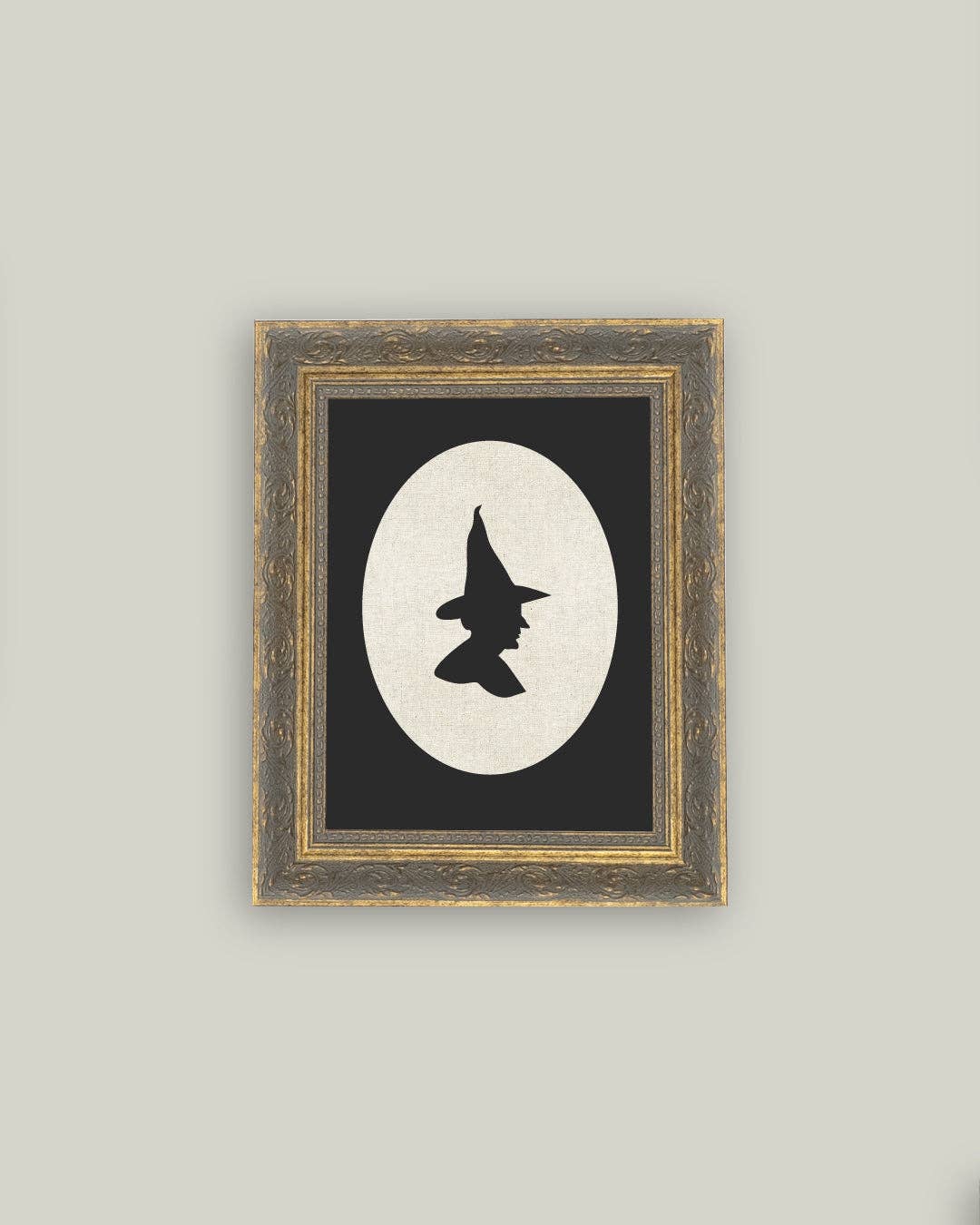Witch Silhouette Framed Antique Art