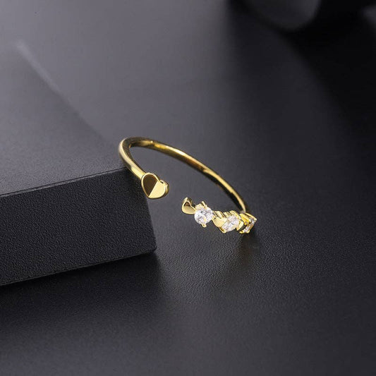 Dainty Open Heart Stacking Ring in 925 Sterling Silver