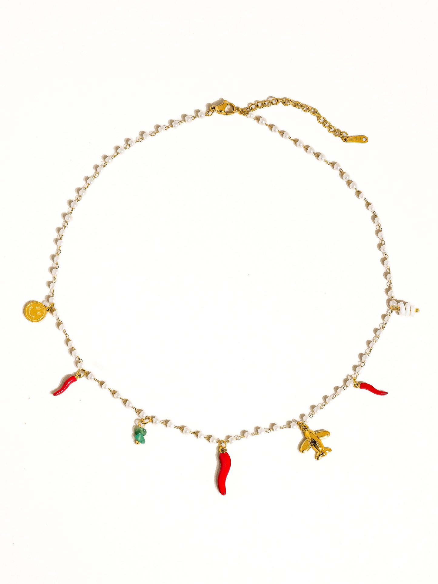 Praiano 18K Gold Non-Tarnish Pepper Charm Pearl Necklace