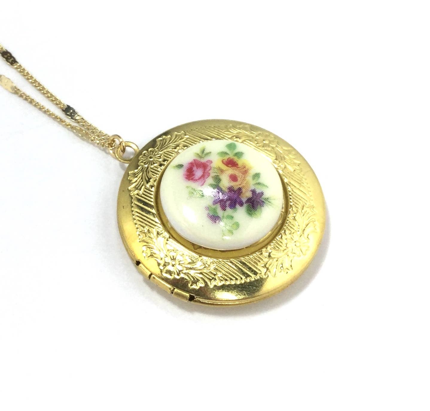 Ornate Floral Locket Necklace