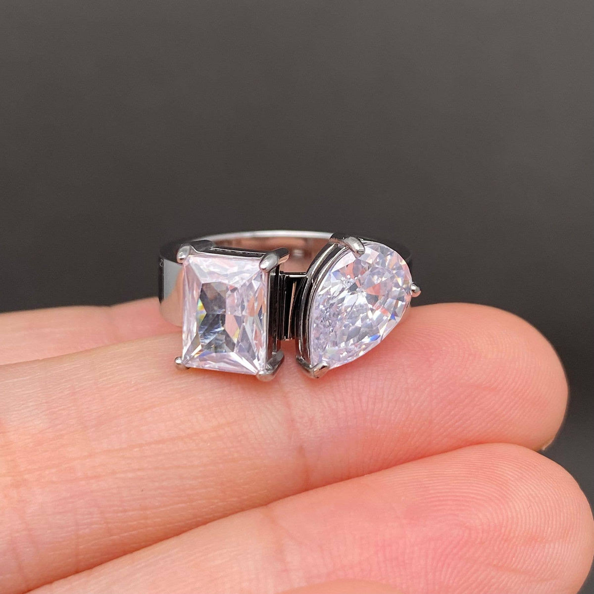 Geometric Zircon 18K Gold Plated Ring