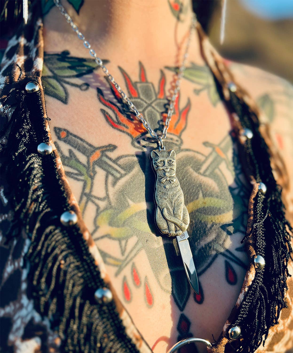 Cat Switchblade Necklaces