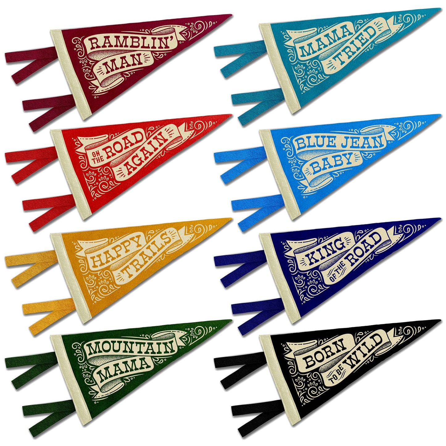 Happy Trails Mini Pennant