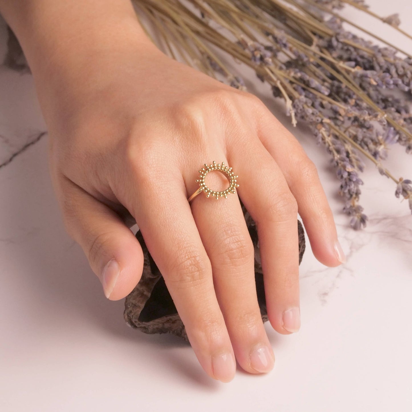 Brass Open Circle Ray Ring