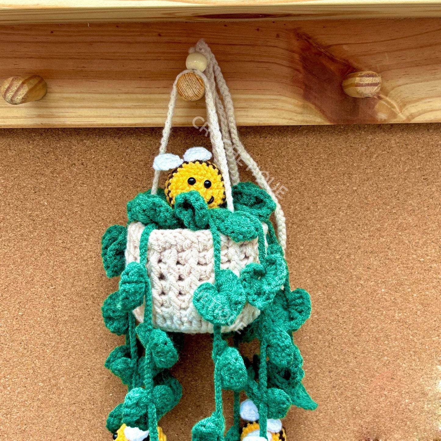 Crochet Bee Car Hanging, Rearview Mirror Decor Cute Car