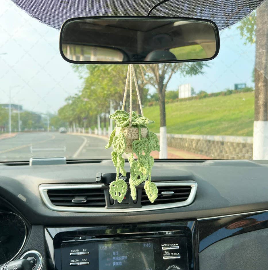 crochet monstera hanging plant Crochet Monstera Plant, Car Plant Hanging, Plant Lover Decor – The San Market