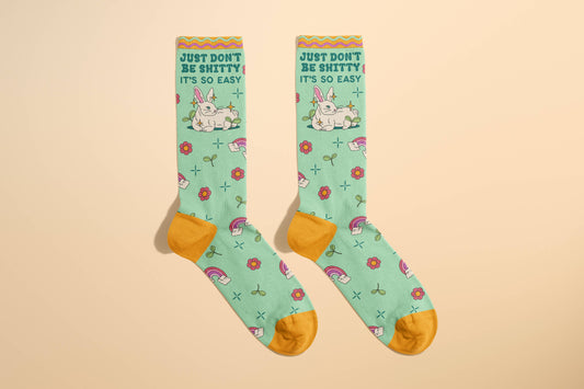 Just Don't Be Shitty Socks (funny sock, funny gift, novelty