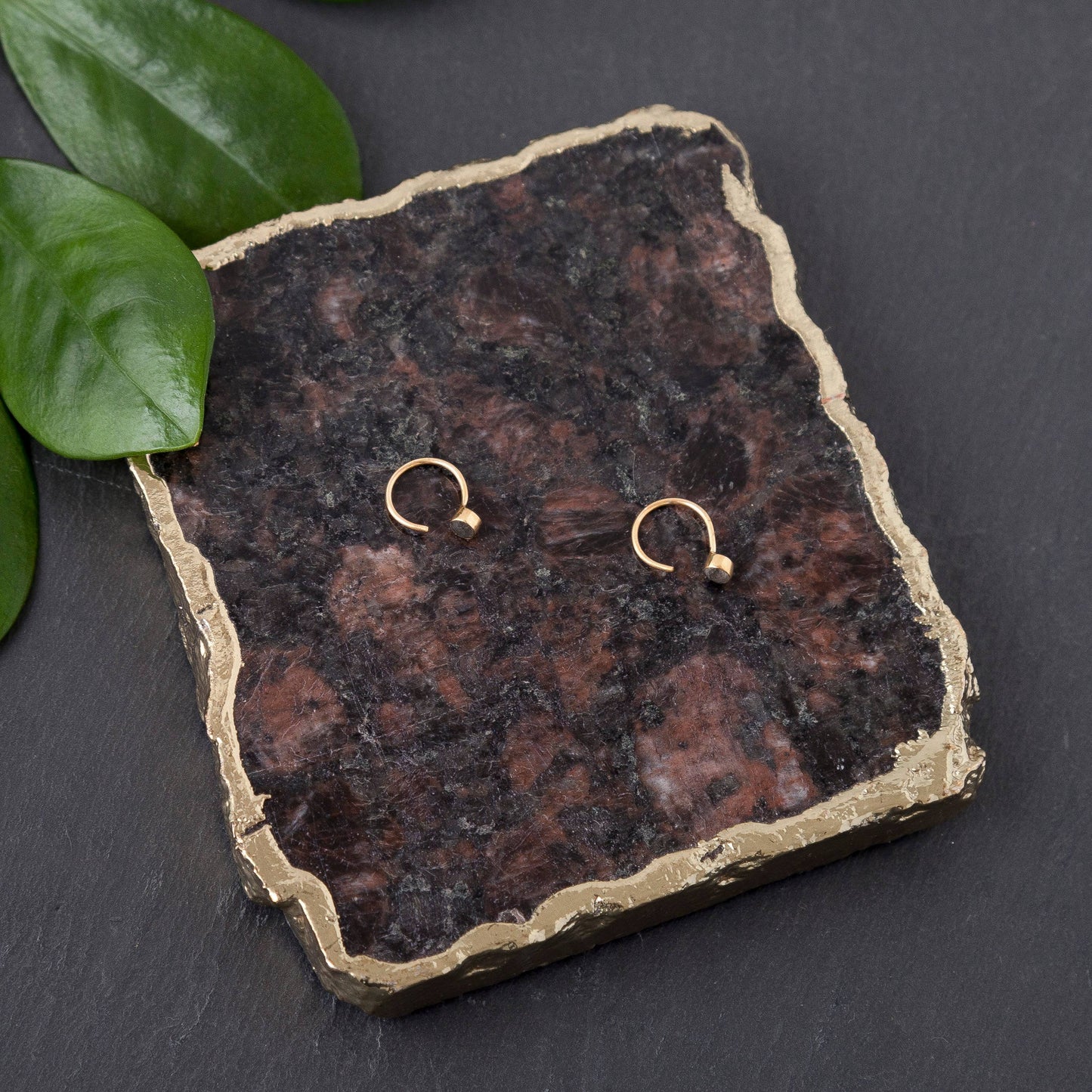 Gold Plated Stone Huggie Earring