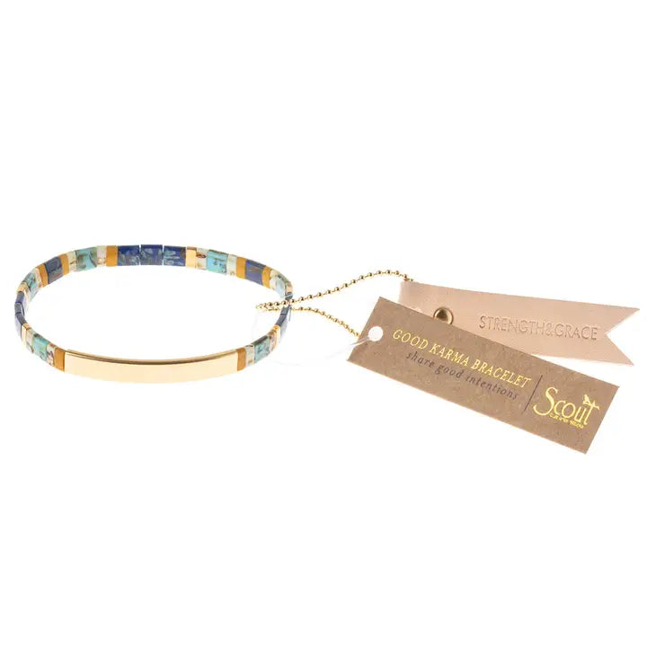 Good Karma Miyuki Bracelet - Strength & Grace Indigo/ Gold