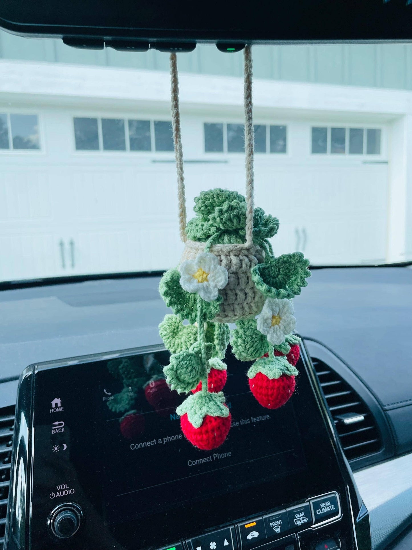 Crochet Monstera Car Hanging Plant, Rearview Mirror Plant