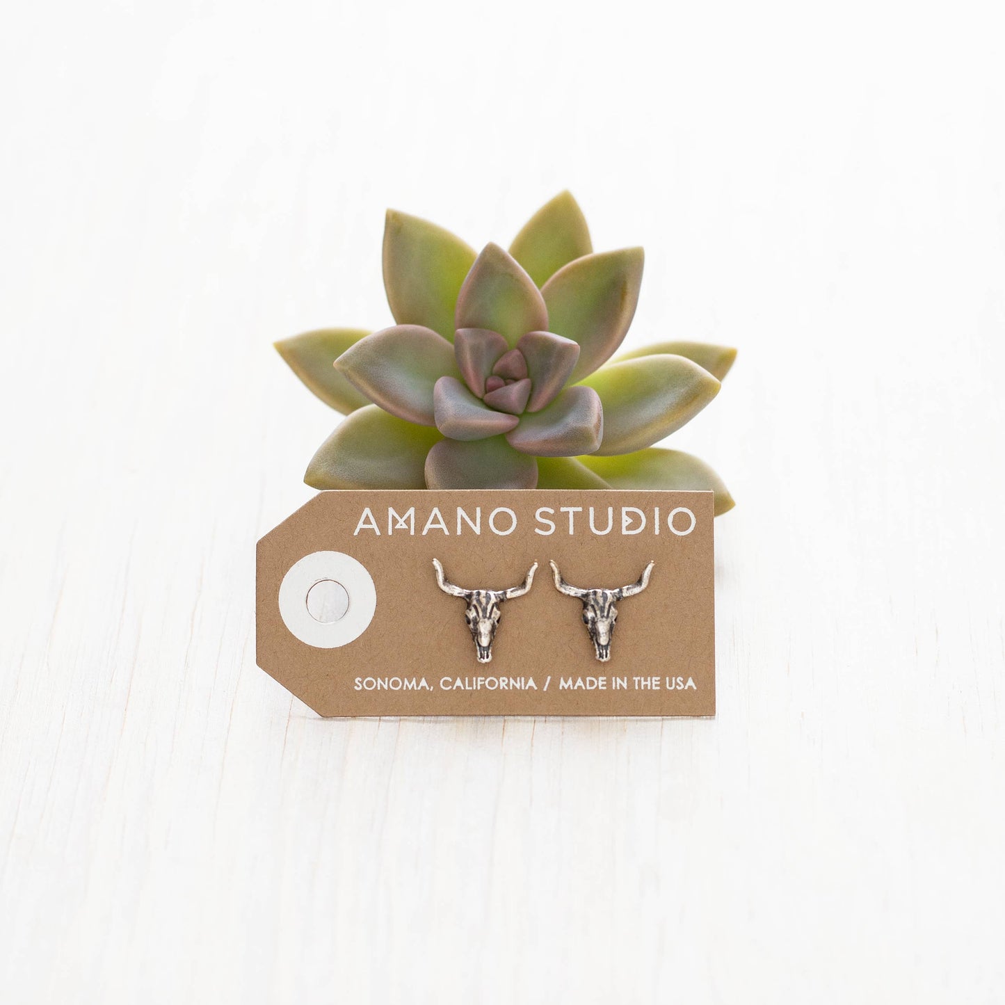 Longhorn Steer Skull Stud Earrings