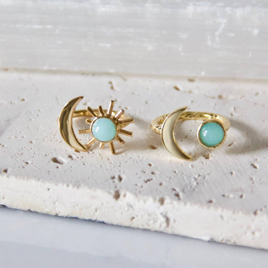 Amazonite Sun and Moon Ring
