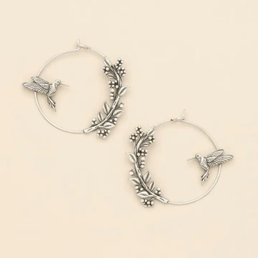 Refined Hummingbird Hoop - Silver