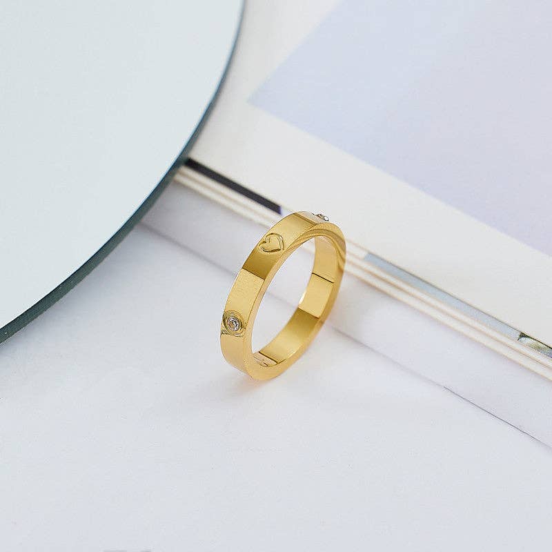 Heart Matching Couple Band Ring in Stainless Steel