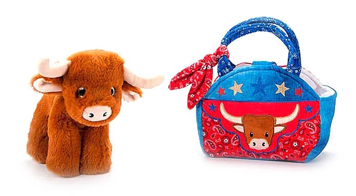 Plush Animal Set with Purse -  9" Longhorn