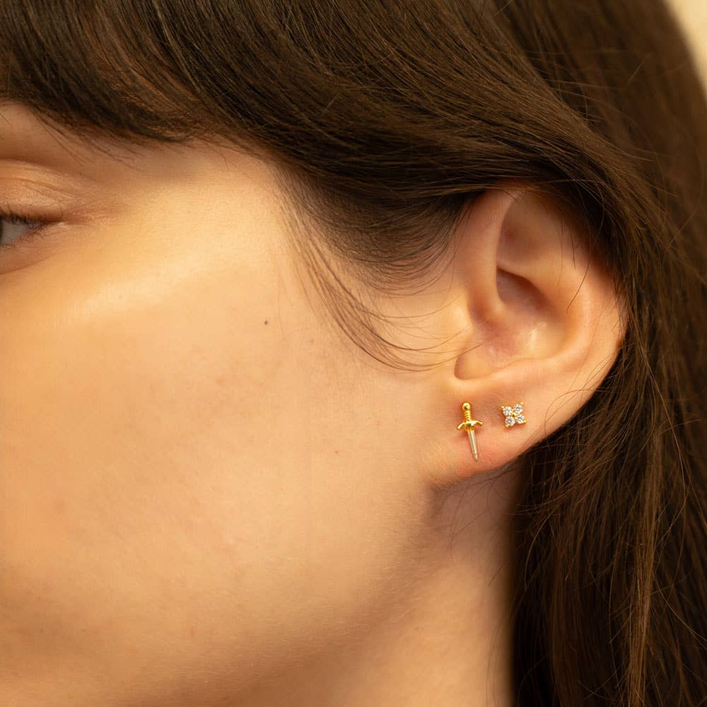 Tiny Dagger Stud Earrings