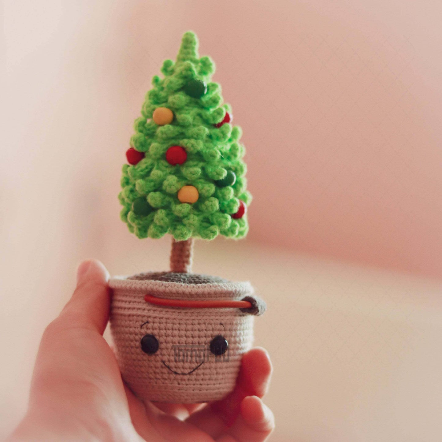 Crochet Christmas Tree in a pot, Holiday Home Table Decor
