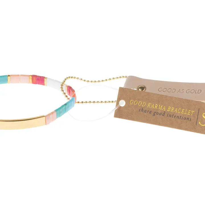 Good Karma Miyuki Bracelet - Good As Gold Aqua Multi/ Gold