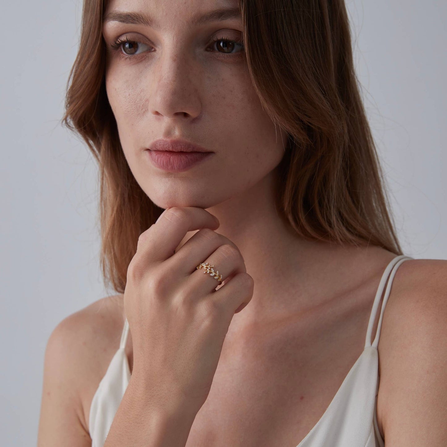 Olive Tree Leaf Stacking Bypass Ring in 925 Sterling Silver