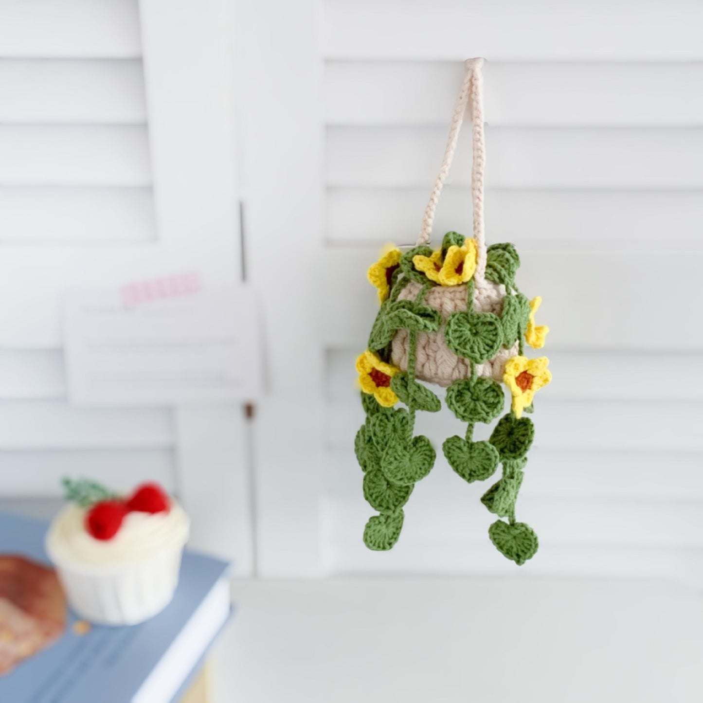 Crochet Car Plant Hanging, Cute Plant Crochet Decoration Car