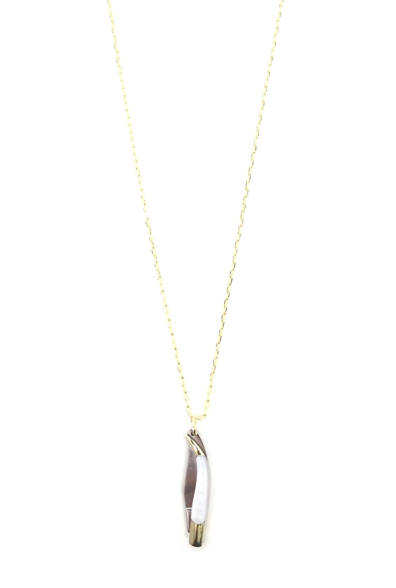 Pearl-Handled Folding Knife Necklace