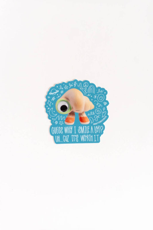 Marcel the Shell “Why I Smile a Lot” Waterproof  Sticker